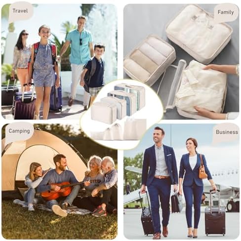 Packing Cubes for Suitcases, MOFELON 9 PCS Packing Cubes for Backpack, Waterproof Luggage Suitcase Organiser Bags, Travel Essentials Bag for Clothes Shoes,Travel Accessories (Beige) - Image 7