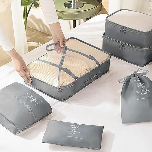 Packing Cubes for Suitcase,Lychico 9pcs Travel Luggage Packing Organizers Waterproof Travel Essentials Bag Clothes Shoes Storage Bags, Gray - Image 6