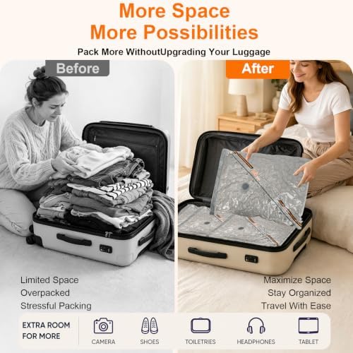 Rechargeable Wireless Pump Travel Storage Bags,10 Pack Storage Bags Vacuum Sealed,Travel & Home Organizer Set, Multi-Size Space-Saving Bags, Suitable Closet Luggage Bedding Clothing - Image 5