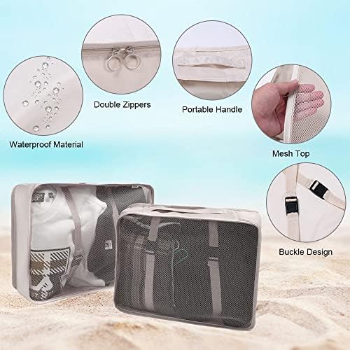 OSDUE Packing Cubes for Suitcases, 6 PCS Travel Luggage Packing Organizers Waterproof Travel Essentials Bag Accessories, Clothes Cosmetics Toiletries Storage Bags, Beige - Image 6