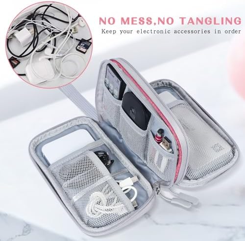 Travel Cable Organiser Bag,Double Layer Tech Pouch for Charger,Lightweight Carry Case Travel Essentials Gadget Bags for Business Trip,Office & Daily Use,Accessories Storage Cable Bag - Image 5