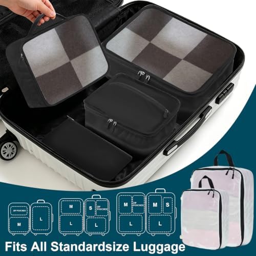 Packing Cubes 9-piece, Multi-size Packing Cubes for Suitcases, Large-capacity Travel Cubes (9, Black White) - Image 6