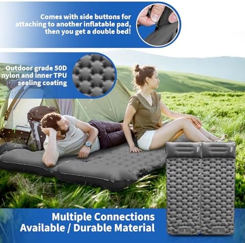 HiiPeak Camping Sleeping Pad, Ultralight Camping Mat with Pillow Built-in Foot Pump Inflatable Sleeping Pads Compact for Backpacking Hiking Traveling Tent (Gray) - Image 4