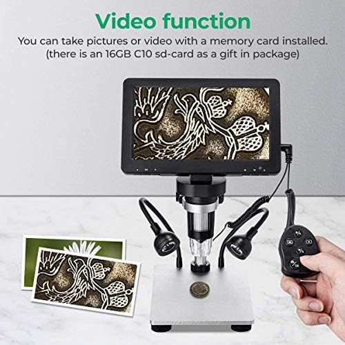 TOMLOV DM9 7" LCD Digital Microscope 1200X, 12MP Coin Magnification, 1080P HD Video Soldering USB Scope for Adult, with LED Light, Adjustable Metal Stand, PC/Windows/Mac Compatible, 32GB Card - Image 9