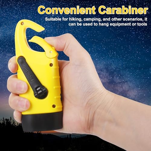 Kssvzz 2 Pack Wind Up Torch, Solar Torch with Carabiner Hook, Hand Crank Rechargeable Torches, Portable Camping Torches for Emergency, Outdoor, Survival Gear - Image 5