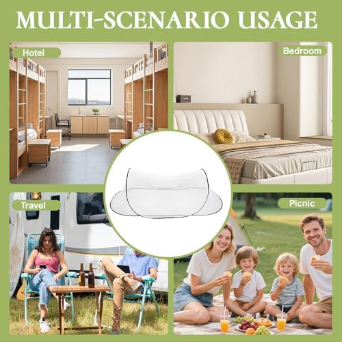 Foldable Mosquito Net, Ultra Light Pop up Mosquito Net, Portable Portable Camping Tent with Zip, Easy & Fast Installation, Travel Mosquitonet for Home Outdoor Camping (White) - Image 7