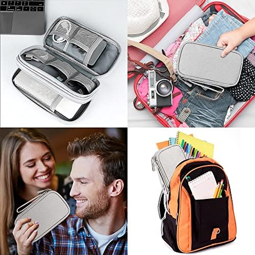 Portable Cable Organiser Bag Travel Organiser Double-Layer Cable Organiser Bag All-in-One Electronics Case for Tech Accessories, Charger, Power Bank, Earphone, Holiday Essentials for Men Women - Grey - Image 6