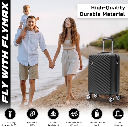 FLYMAX Medium Suitcase 4 Wheel Lightweight Luggage Hard Shell ABS Travel Case Hold Check in Fits 15kg - 20kg Medium Size + 3 Digit Lock + Telescopic Handle 67 Litre Capacity - Image 4