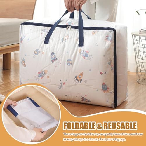 4 Pack Clear Storage Bags with Zip, 105L Large Moving Bags Clothes Storage Bags Foldable Moving Totes Packing Bags for Clothes Duvet Pillow Blanket Bedding Toys Storage - Image 6