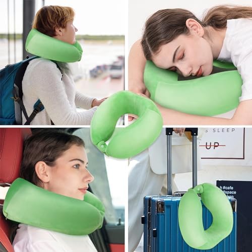 Neck Travel Pillow for Travel Soft Memory Foam Pillows Lightweight Breathable Airplane Pillow Support Head and Chin Perfect for Camping Train Car Office Rest Green - Image 6