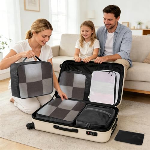 Packing Cubes 9-piece, Multi-size Packing Cubes for Suitcases, Large-capacity Travel Cubes (9, Black White) - Image 3