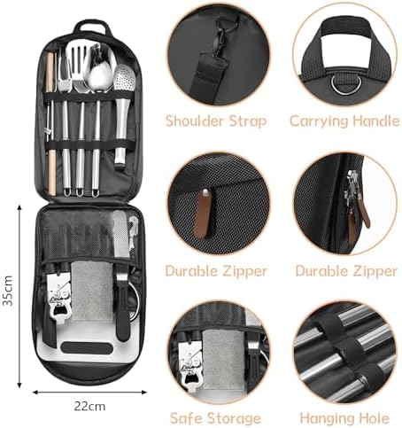 Portable Camping Cooking Set, 18PCS Cooking Essentials for Camping Kitchen, Lightweight & Durable Camping Utensils Set for Travel, Hiking, Picnics, BBQs and Parties - Image 2