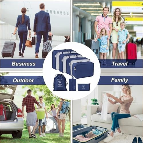 KUKLAR Packing Cubes for Suitcases Packing Cubes with Shoe Bag Clothing Bag Accessories Bags Packing Cubes for Travel Luggage Organizer Women Men(Blue), Blue, STANDARD, STANDERD - Image 5