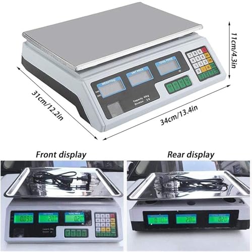 40kg Electronic Shop Digital Scale, Kitchen Digital Baking Scales, with LCD Dual Screen Display, Accuracy Adjustable, for Food, Meat, Deli, Fruit Market - Image 5