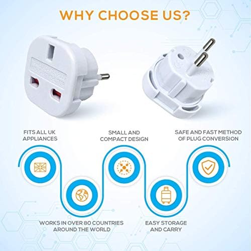 Gadgets Hut UK - 5 x UK to EU Europe European Travel Adapter suitable for France, Germany, Spain, Egypt, China - Refer to Product description for Country list - Image 2