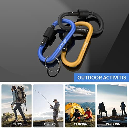 BEEWAY Locking Carabiner, Premium Aluminum Alloy D-Ring Carabiners Key Chain Clip Hook for Camping, Hiking, Traveling, Fishing, Backpack - Image 7