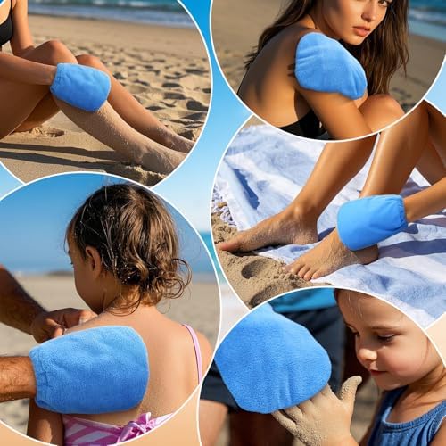 Vodolo 2 in 1 Sand Remover for Beach,2Pcs Sand Wipe Off Mitts for Beach,Beach Vacation Essentials for Kids Adults,Beach Day Accessories Must Haves for Women,Summer Family Beach Needs Items Necessities - Image 7