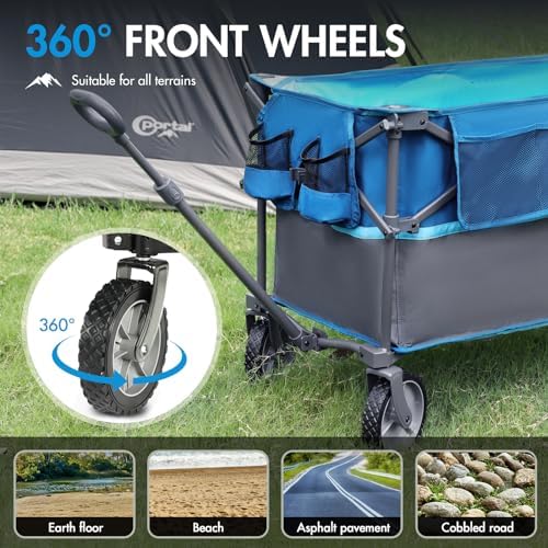 PORTAL XL Deeper Festival Trolley on Wheels 300L Larger Capacity Folding Camping Garden Beach Trolley Heavy Duty Pull along Cart Collapsible Wagon Foldable Picnic Trailer Hand Truck - Image 7