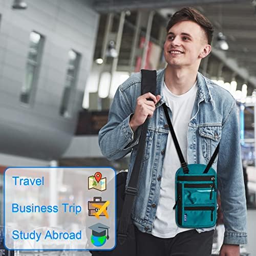 Travel Neck Wallet Passport Holder RFID Blocking Waterproof Passport Wallet Pouch Travel Document Holder Organiser Bag with Adjustable Neck Strap for Men Women, Lake Blue - Image 7