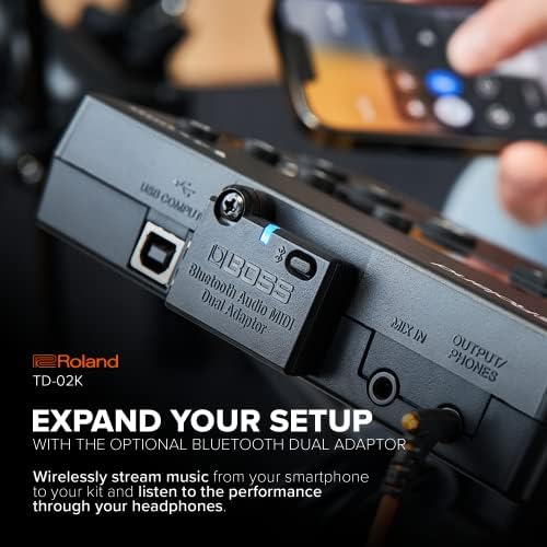 Roland TD-02K V-Drums | Entry-Level Compact Electronic Drum Kit with Expressive Playability, Noise-Reducing Features, Height-Adjustable Stand & Optional Bluetooth Expansion | Onboard Coach Function - Image 7
