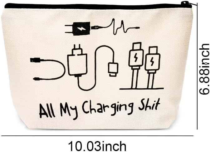 Charging Cable Organiser Bag All My Charging Stuff Bag for Travel Backpack Funny Makeup Bag Gifts for Women Men Charger Organiser with Zipper Toiletry Pouch Gift for Friends Daughter Son - Image 5
