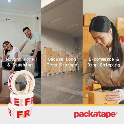 Packatape Fragile Packing Tape for Parcels and Boxes - Heavy Duty Fragile Packaging Tape Provides a Strong, Secure and Sticky Seal for your Boxes, 12 Rolls Per Pack, 48MM x 66M - Image 8