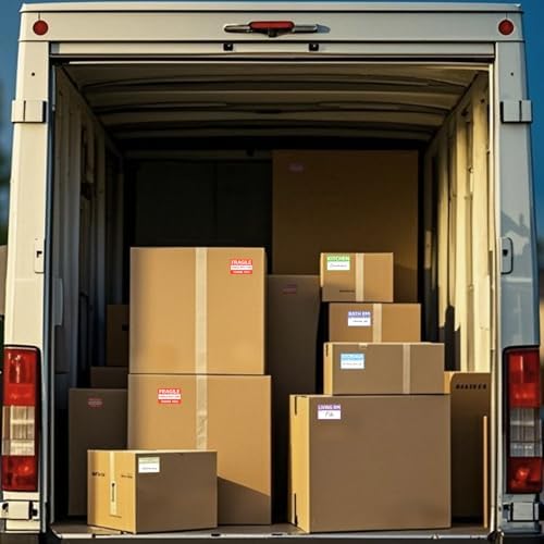 Home Moving Labels Vinyl 8 Color Coded Packing Box Stickers with Fragile and Blank Customizable Writable Notes Areas Tag 76.2 × 50.8 mm for House Wardrobe Furniture Apartment 128 PCS - Image 5
