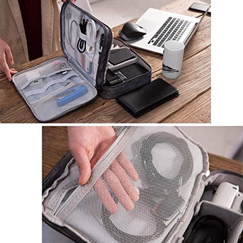 HYC Travel Cable Organiser Bag, Double Layer Electronic Accessories Storage Bag, Universal Carry Travel Gadget Bag for Cables, Power Bank, Charger Hard Disk, 11 x 8 x 4 Inches - Image 5