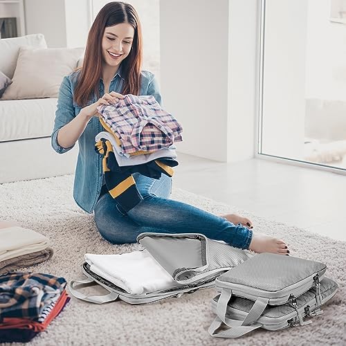 Compression Packing Cubes,4 Set Ultralight Packing Cubes for Carry on Suitcase, Travel Packing Essentials for Suitcase Organizer Bags Set, Durable Travel cubes for Luggage (Set of 4, Grey) - Image 7