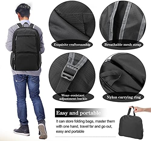 Lightweight Hiking Backpack, Foldable Outdoor Camping Hiking Travel Multi-functional Camping Trekking Rucksack Travel Climbing Mountaineer Outdoor Sport Daypack Bag for Men Women (Black) - Image 4