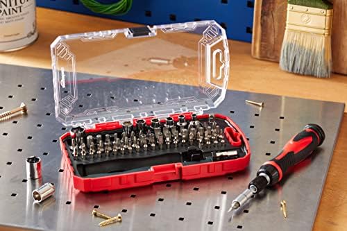 Amazon Basics Magnetic Ratcheting Wrench and Electronics Precision Screwdriver Set, 73 count (Pack of 1), Black, Red, Silver - Image 10