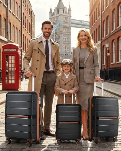 British Traveller 24" Medium Suitcase Lightweight Polypropylene Hard Shell Luggage Hold Check in Suitcase with 4 Wheels and Built-in TSA Lock(Black, 66cm 60L) - Image 2