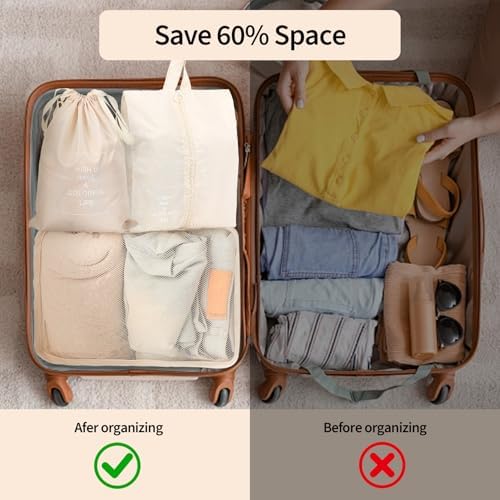 7 Pcs Compression Packing Cubes for Suitcases, Travel Packing Cubes, Lightweight Suitcase Organiser Bags, Luggage Bags for Travel Bag Organizers - Image 7