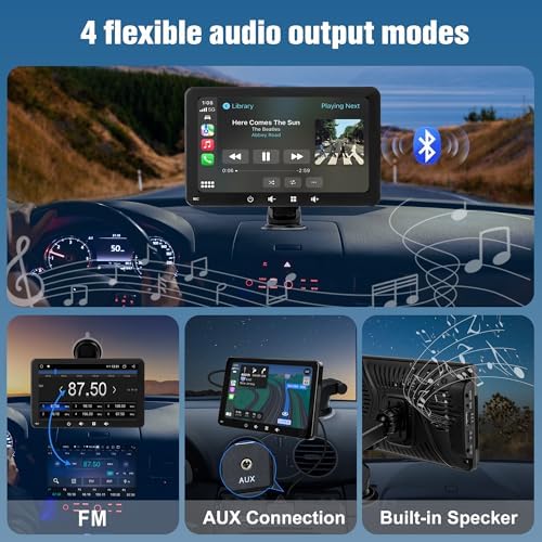 Alltolink 7 inch Wireless Apple Carplay & Android Auto Car Play Screen, Portable Car Tablet Smart Screen with Voice Control, Support Mirror Link, GPS Control for Most Vehicles - Image 2