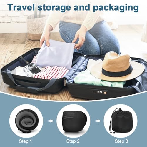 360° Memory Foam Travel Pillow for Adults | Adjustable Neck Support for Long Flights, Train & Car Journeys | Includes Carry Case, Eye Mask & Ear Plugs for Complete Travel Comfort(Light Grey) - Image 7