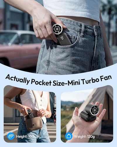 gaiatop Mini Handheld Fan Portable, 3-in-1 Foldable Small Turbo Fans with 6-Gear High Speed, Max 15 Hrs Rechargeable Hand Fan, Outdoor Camping Travel Essentials, Summer Gifts for Women Men, Black - Image 6