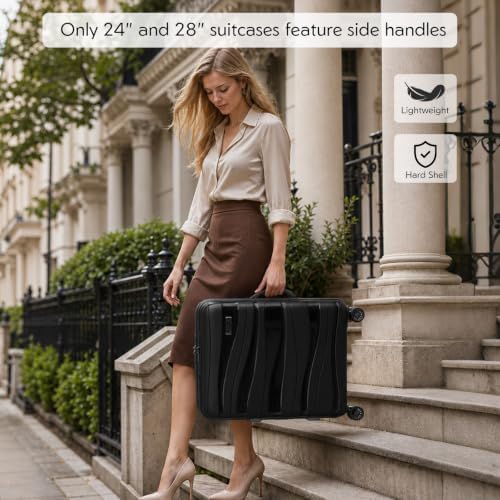Kono Suitcase Set of 2, Lightweight Cabin Suitcase with Small Travel Case, Hard Shell PP Carry On Luggage for Short Trips, TSA Lock, Spinner Wheels & YKK Zips, Black - Image 4
