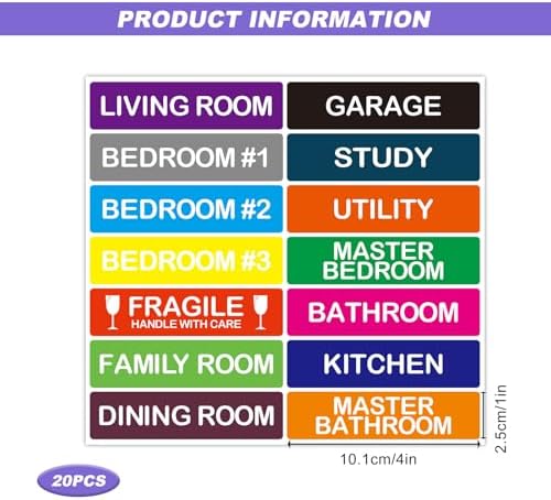 Packing Labels for Moving House 280pcs Colour Coded Stickers Home Moving Labels Fragile Sticker for Move Boxes House Essentials - Image 2