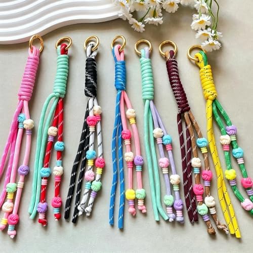 30Pcs Paracord Keychain Bag Charms, Colourful Braided Rope with Keyrings | 15 Paracord Ropes + 15 Gold Key Rings, Bag Charm Accessory, for Purse Backpack Handbag, Easy to Assemble - Image 4