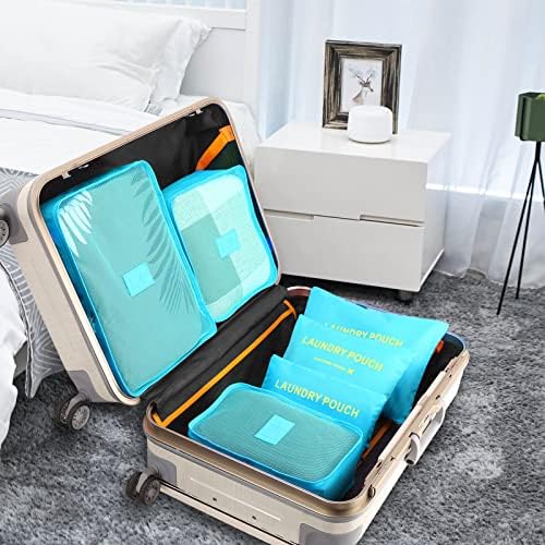 6PCS Packing Cubes for Travel Luggage Organiser Bag Compression Pouches Clothes Suitcase, Packing Organizers Storage Bags for Travel Accessories, Light Blue - Image 7