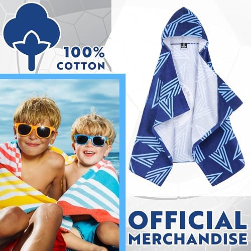 Get Trend Manchester City FC Hooded Towels for Boys, Cotton Bath & Beach Towel Poncho, Soft & Absorbent Hooded Kids Shower Swimming Wrap & Changing Robe, Travel & Holiday Essentials (Navy Man City) - Image 3