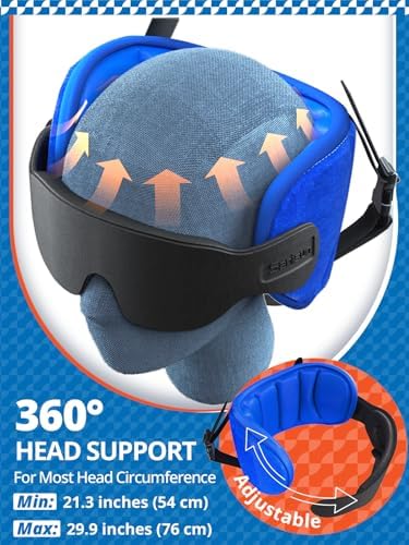 SARISUN Travel Pillow for Airplane, Plane Pillow with 3D Eye Mask for Sleeping, 360°Support Airplane Head Strap for Long Flight, Stop Bobblehead, Travel Essential, Black - Image 5