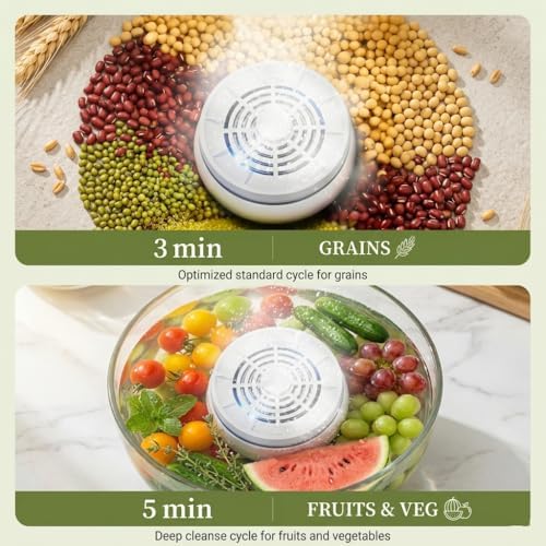 Multi Function Fruit and Vegetable Cleaner,Cleaning Gadget with TItanium Electrolysis Technology, 4 Smart Modes Long-Lasting Fruit Purifier USB Rechargeable for Home, Camping, Travel (White) - Image 6