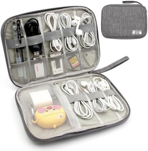 Travel Cable Organiser - Electronics Accessories Organizer, Gadget Bag for Power Bank, Memory Card, Charger, Hard Disk (Grey)