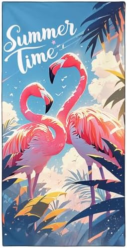 YISUMEI Summer Flamingos Beach Towels for Adults Extra Large 180 x 90 cm, Microfibre Lightweight Quick Dry Towel for Swimming Pool Cruise Travel Sports Camping