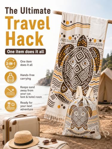2-in-1 Convertible Beach Towel Backpack, Sand Repellent Quick Dry Microfiber Mat with Zip Pocket, Lightweight Packable - Image 7