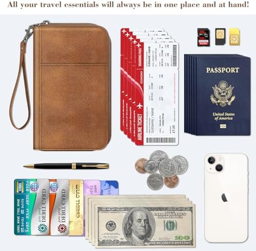 FINTIE Passport Holder Travel Wallet for Family, RFID Blocking Travel Document Organizer Clutch Bag for Passports, Business Cards, Credit Cards, Boarding Passes - Image 5