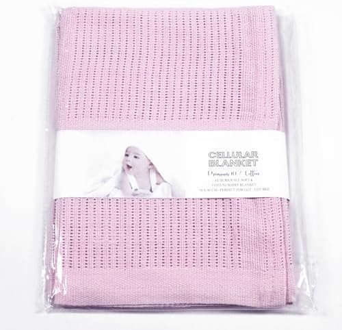 Cellular Baby Blankets for Moses Basket/Travel/Pram/Car 100% Soft Cotton (Pink) - Image 3