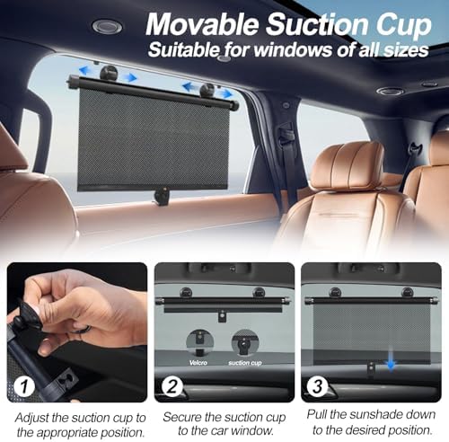 2 Pack Car Window Shades for Baby Car Sun Shade for Baby Retractable Roller Sunshade Car Blinds for Children for UV and Sun Glare Protection | Baby Travel Accessories (15"x17") - Image 7