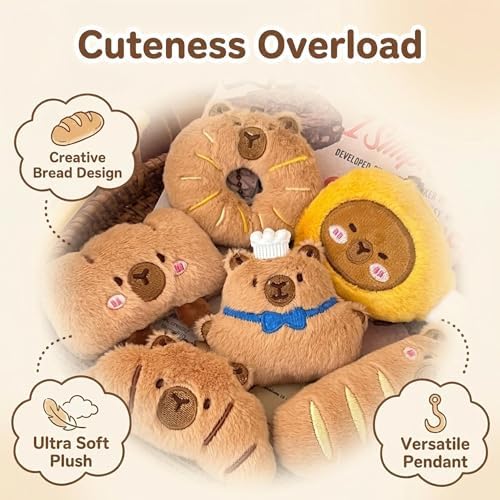 Comforso 8 PCS Mini Capybara Plush Toy Set,Soft & Cuddly Emotional Support Plush Toys,Capybara Keychains & Backpack Charms,Ideal as Birthday Gifts,Party Favors & Classroom Rewards for Kids - Image 5